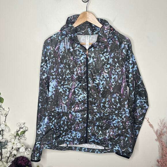 LULULEMON Back Pack It Jacket Floral Sport Tranquil Blue Multi Sz 10 {P32} - Picture 6 of 9